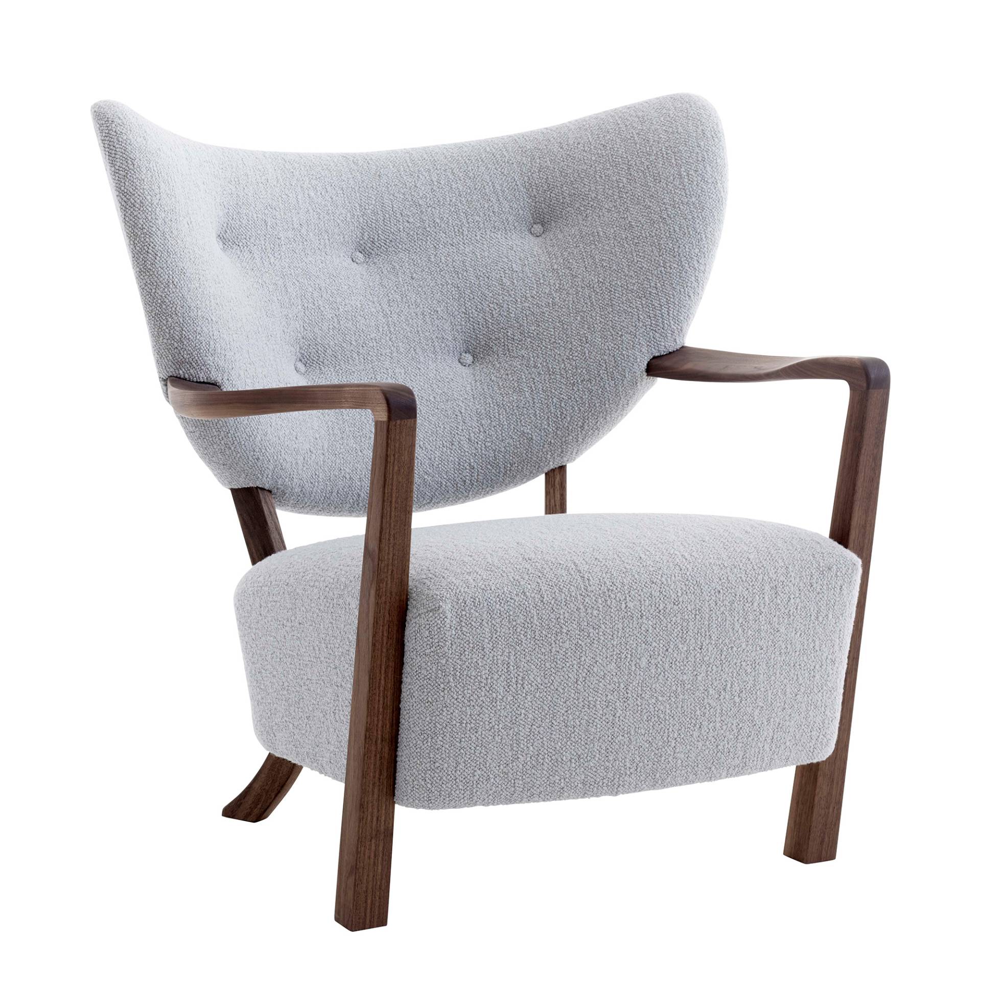 &Tradition - Wulff ATD2 Lounge Chair Gestell Walnuss - grau/walnuss/Stoff Karandash 005/HR-Schaumstoff/BxHxT 85x85x84cm/mit Filzgleitern/Gestell Walnu von &Tradition
