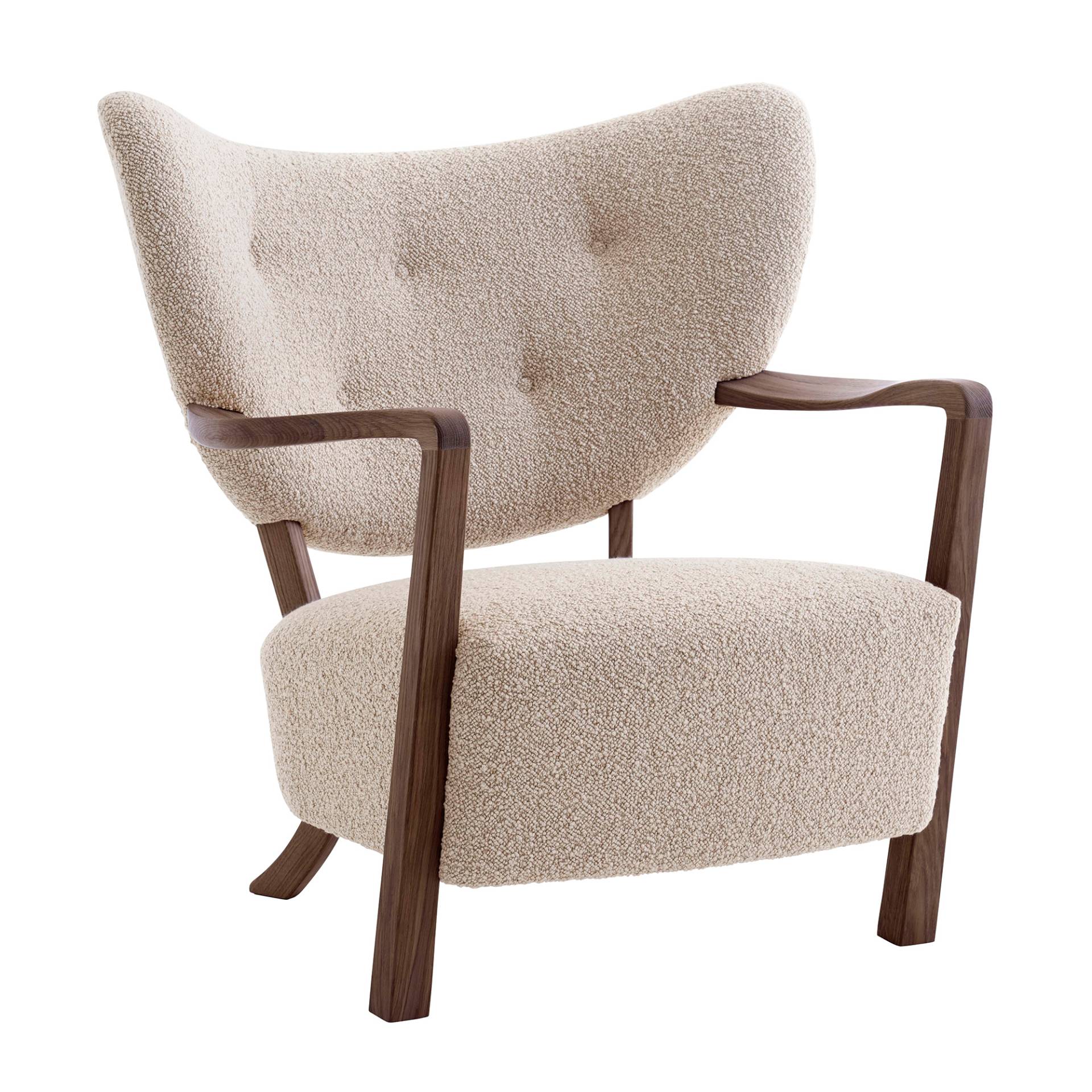 &Tradition - Wulff ATD2 Lounge Chair Gestell Walnuss - beige/walnuss/Stoff Karakorum 003/HR-Schaumstoff/BxHxT 85x85x84cm/mit Filzgleitern/Gestell Waln von &Tradition