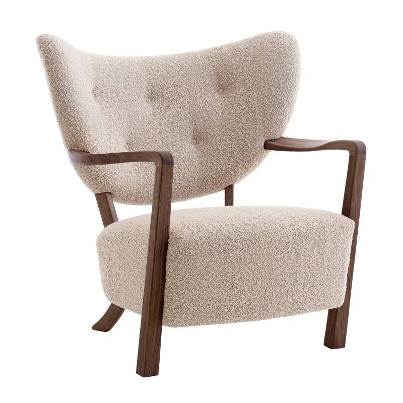 &Tradition - Wulff ATD2 Lounge Chair Gestell Walnuss - beige/walnuss/Stoff Karakorum 003/HR-Schaumstoff/BxHxT 85x85x84cm/mit Filzgleitern/Gestell Waln von &Tradition