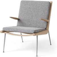 &Tradition - Boomerang HM2 Loungechair, Gestell Eiche geölt / Beine Edelstahl, grau (Hallingdal 130) von &Tradition