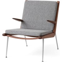 &Tradition - Boomerang HM2 Loungechair, Gestell Walnuss geölt / Beine Edelstahl, grau (Hallingdal 130) von &Tradition