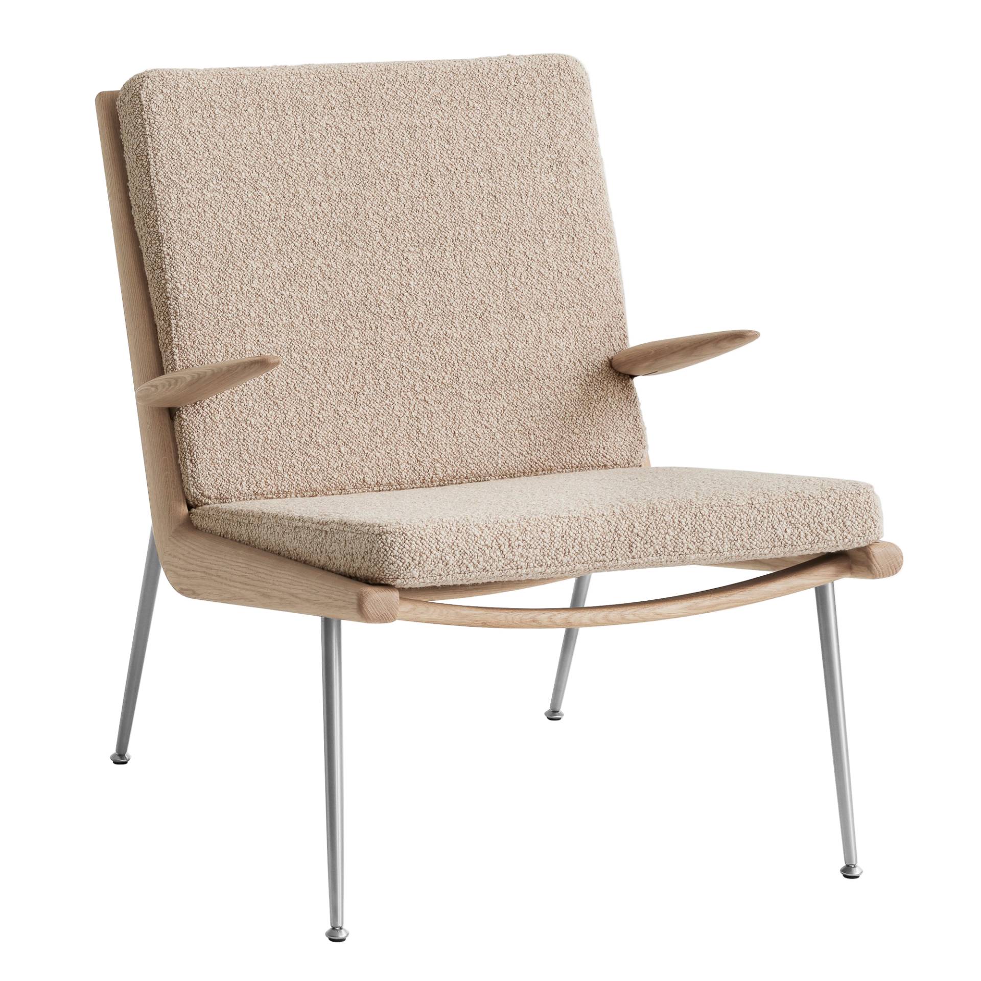 &Tradition - Boomerang HM2 Loungesessel - beige/eiche/Stoff Karakorum 003/HR-Schaumstoff/BxTxH 69x69x80cm/Kunststoffgleiter/Gestell Eiche weiß geölt/F von &Tradition