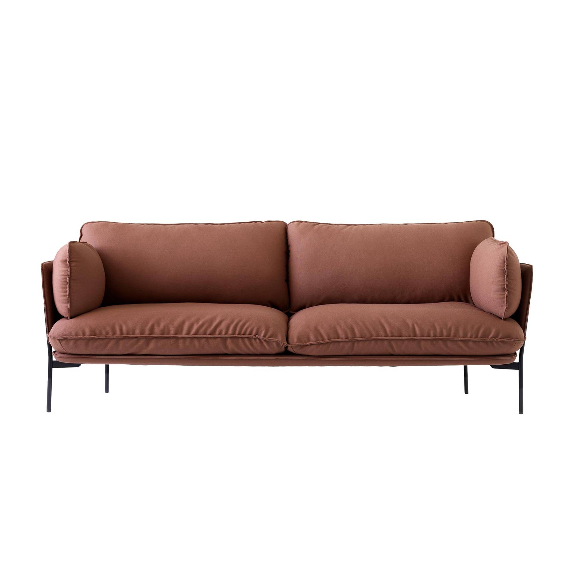 &Tradition - Cloud LN3.2 Sofa 3-Sitzer - rot-braun 365/Steelcut 2/BxHxT 220x75x84cm/Füße schwarz von &Tradition