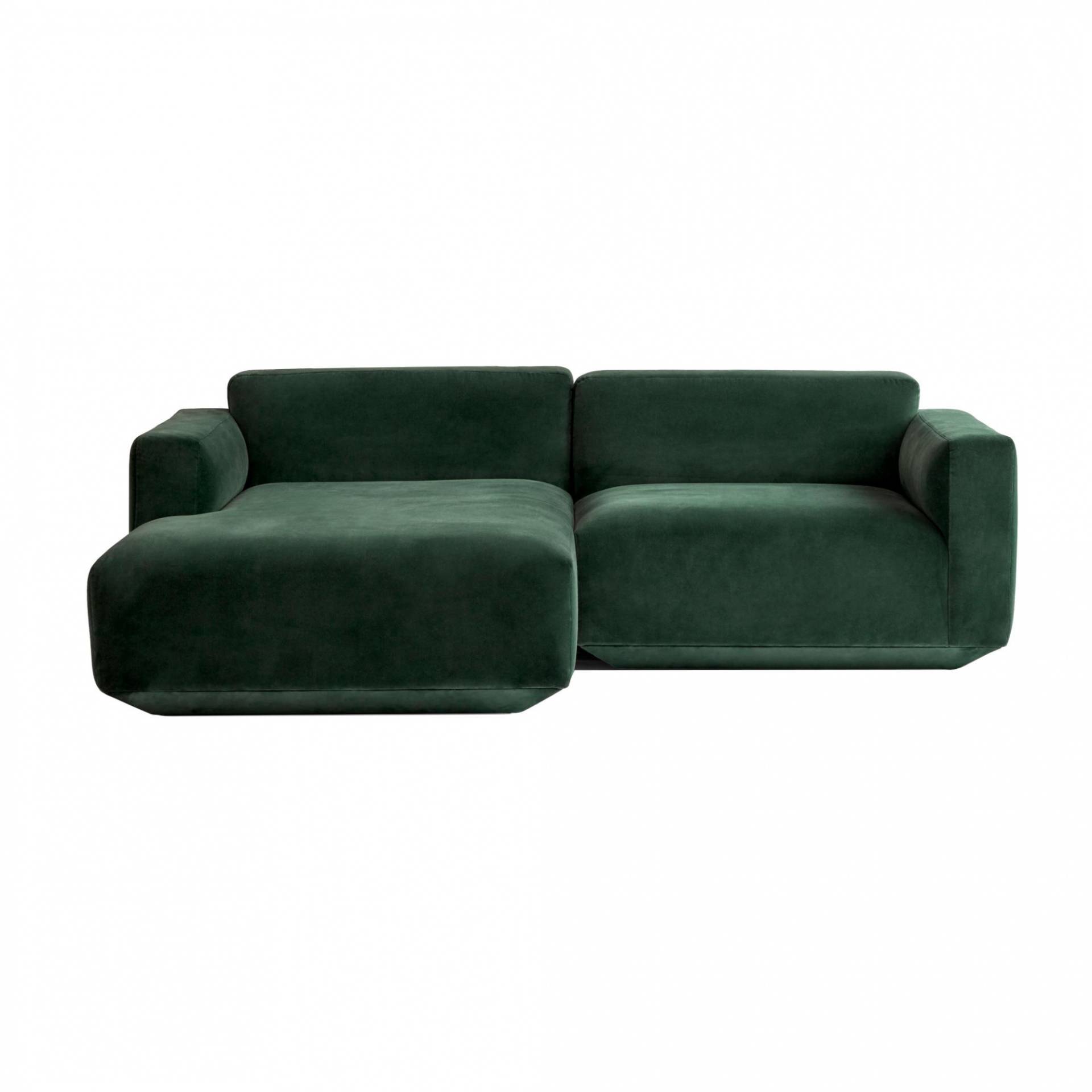 &Tradition - Develius 2-Sitzer Sofa Chaiselongue links - dunkelgrün/Stoff Samt 01 Wald/BxHxT 220x70x150cm/mit Filzgleitern von &Tradition