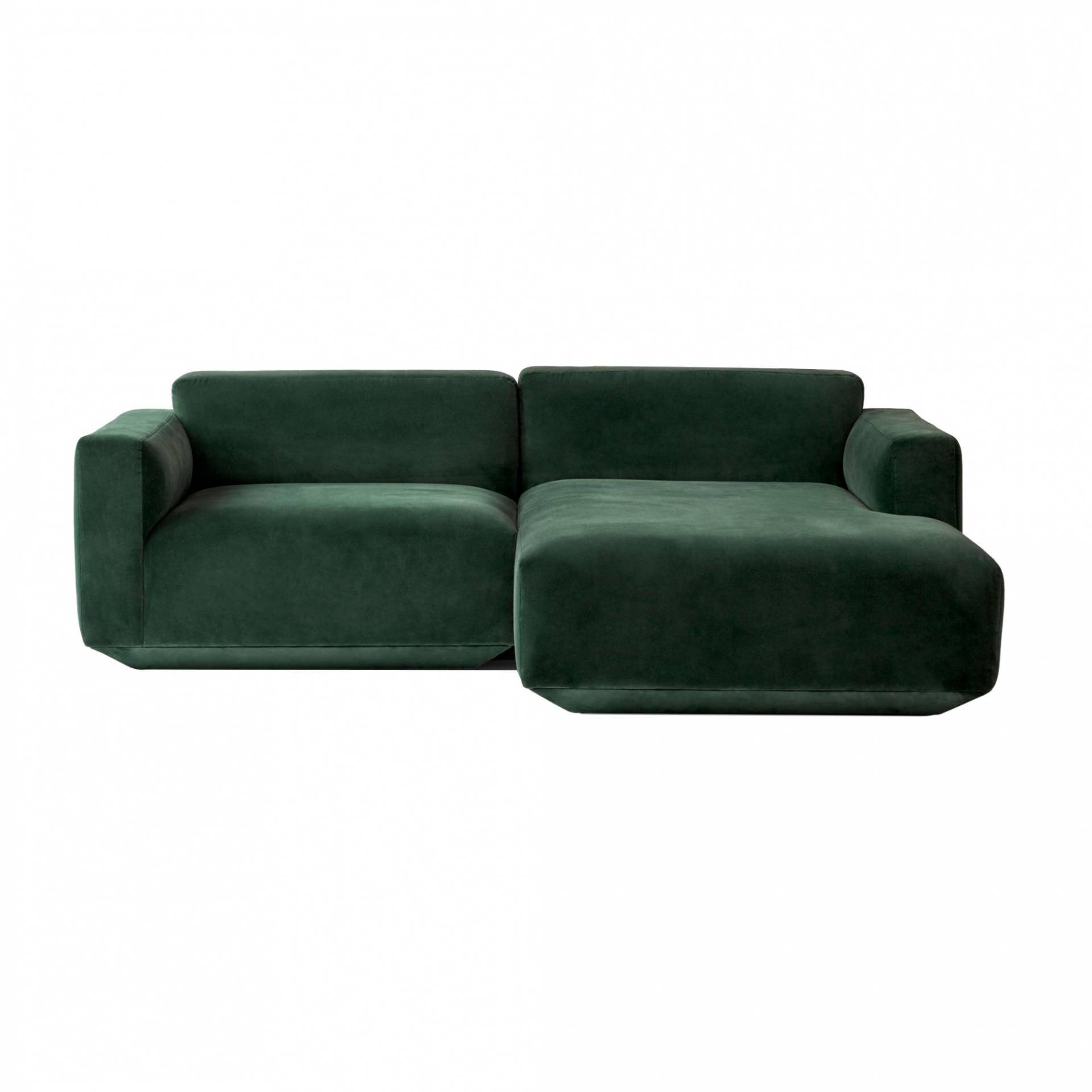 &Tradition - Develius 2-Sitzer Sofa Chaiselongue rechts - dunkelgrün/Stoff Samt 01 Wald/BxHxT 220x70x150cm/mit Filzgleitern von &Tradition