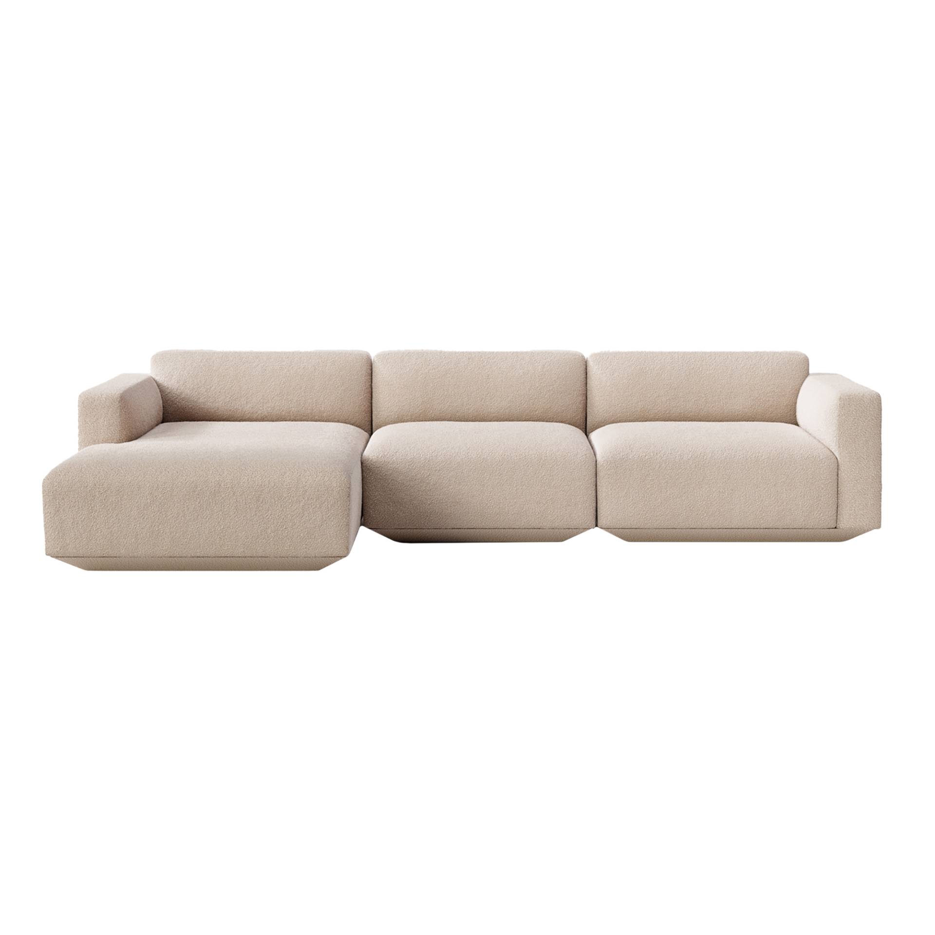 &Tradition - Develius 3-Sitzer Sofa Chaiselongue links - beige/Stoff Karakorum 003/BxHxT 309x70x150cm/mit Filzgleitern von &Tradition