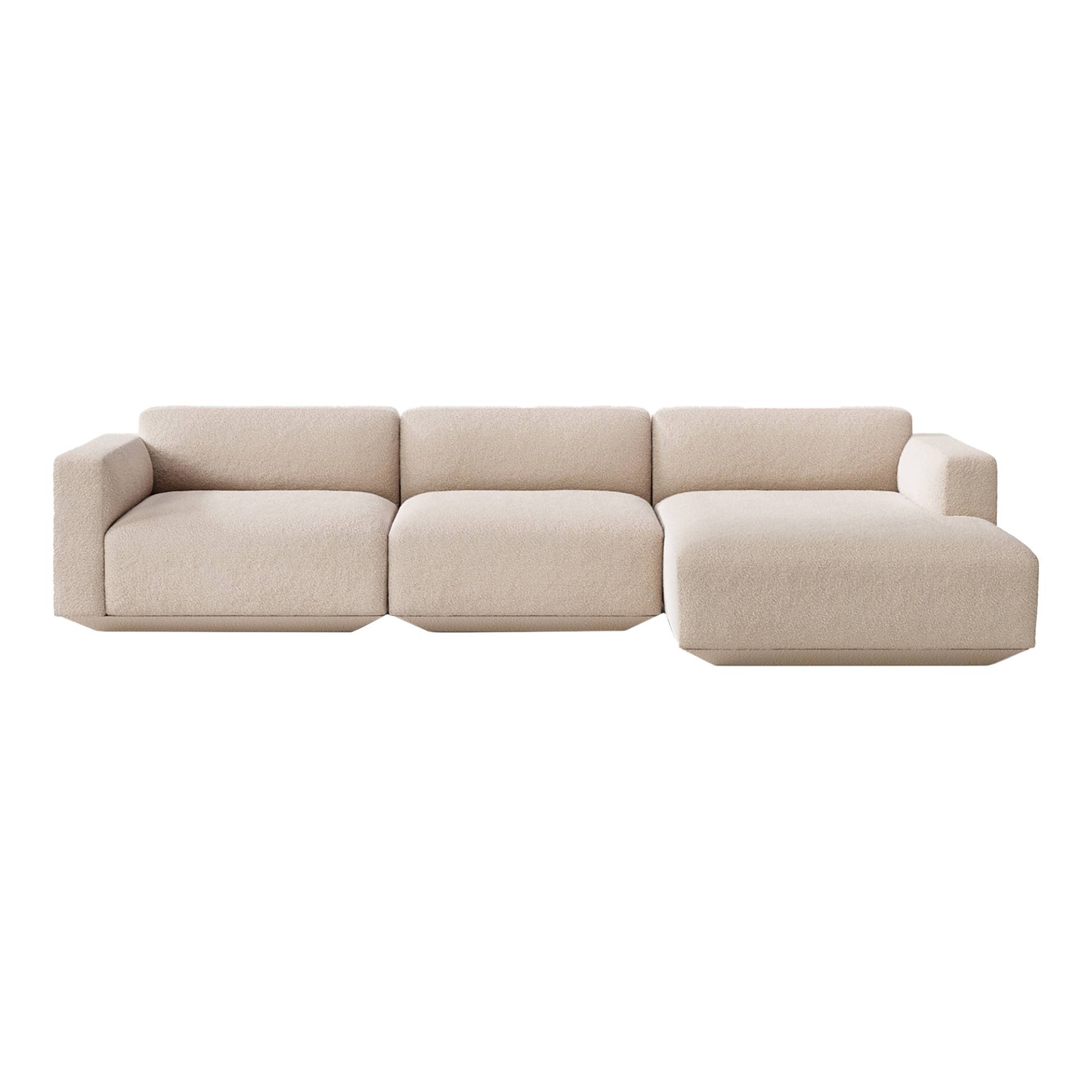 &Tradition - Develius 3-Sitzer Sofa Chaiselongue rechts - beige/Stoff Karakorum 003/BxHxT 309x70x150cm/mit Filzgleitern von &Tradition