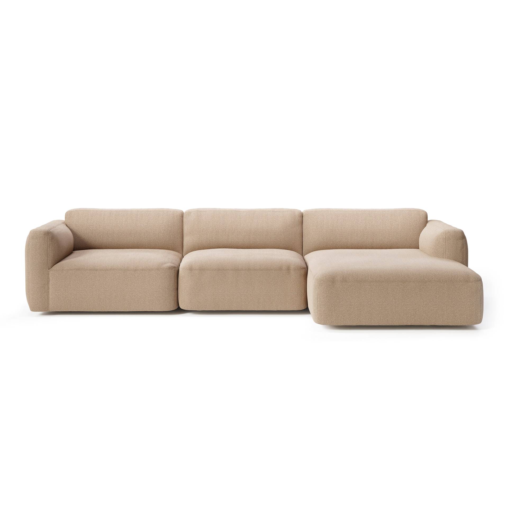 &Tradition - Develius Mellow 3-Sitzer Sofa Chaiselongue rechts - beige/Karakorum 003/BxHxT 309x70x150cm/mit Filzgleitern von &Tradition