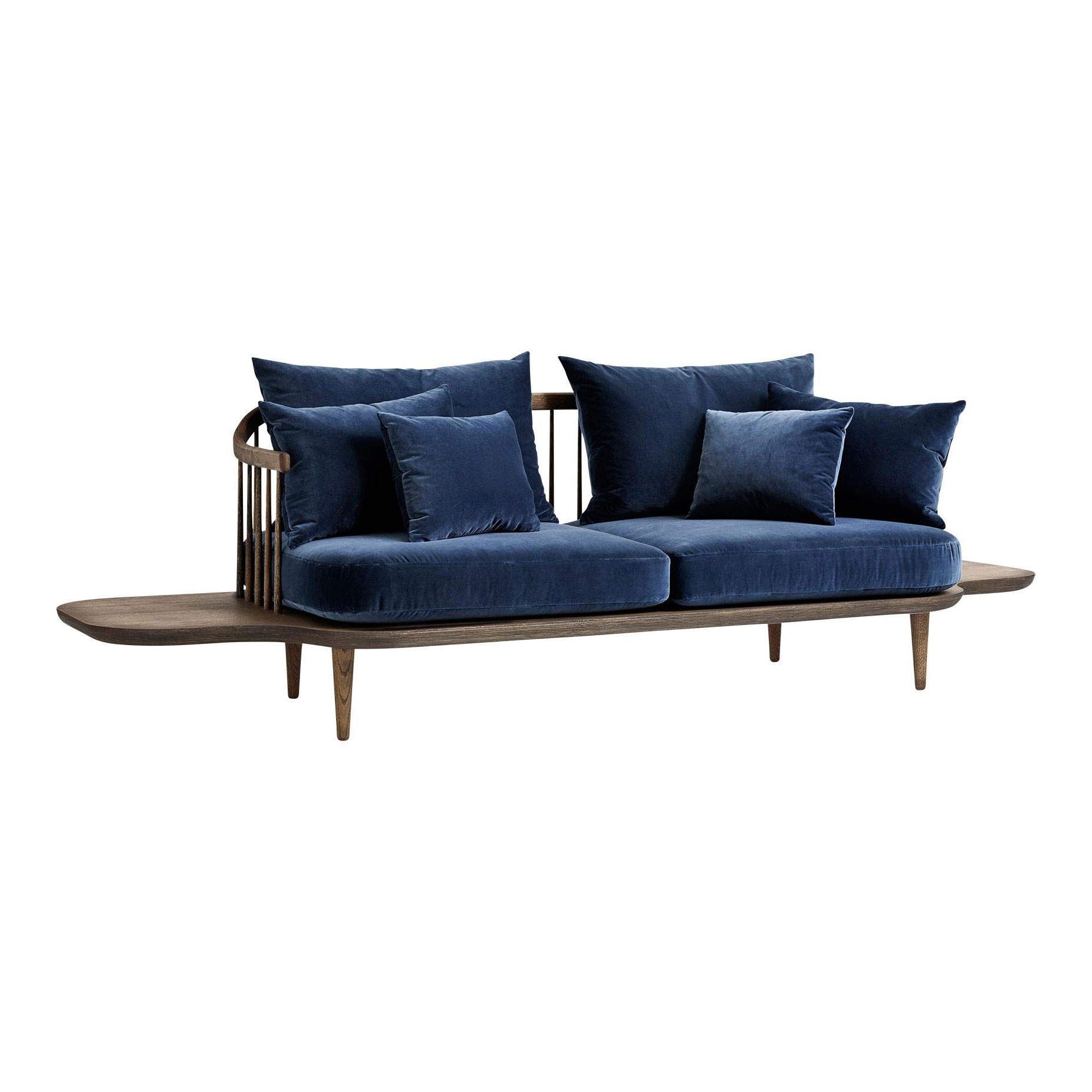 &Tradition - Fly SC3 2-Sitzer Sofa mit Ablage - blau/Stoff Harald 2 182/BxHxT 240x70x80cm/Gestell dunkle Eiche/inklusive Kissen von &Tradition