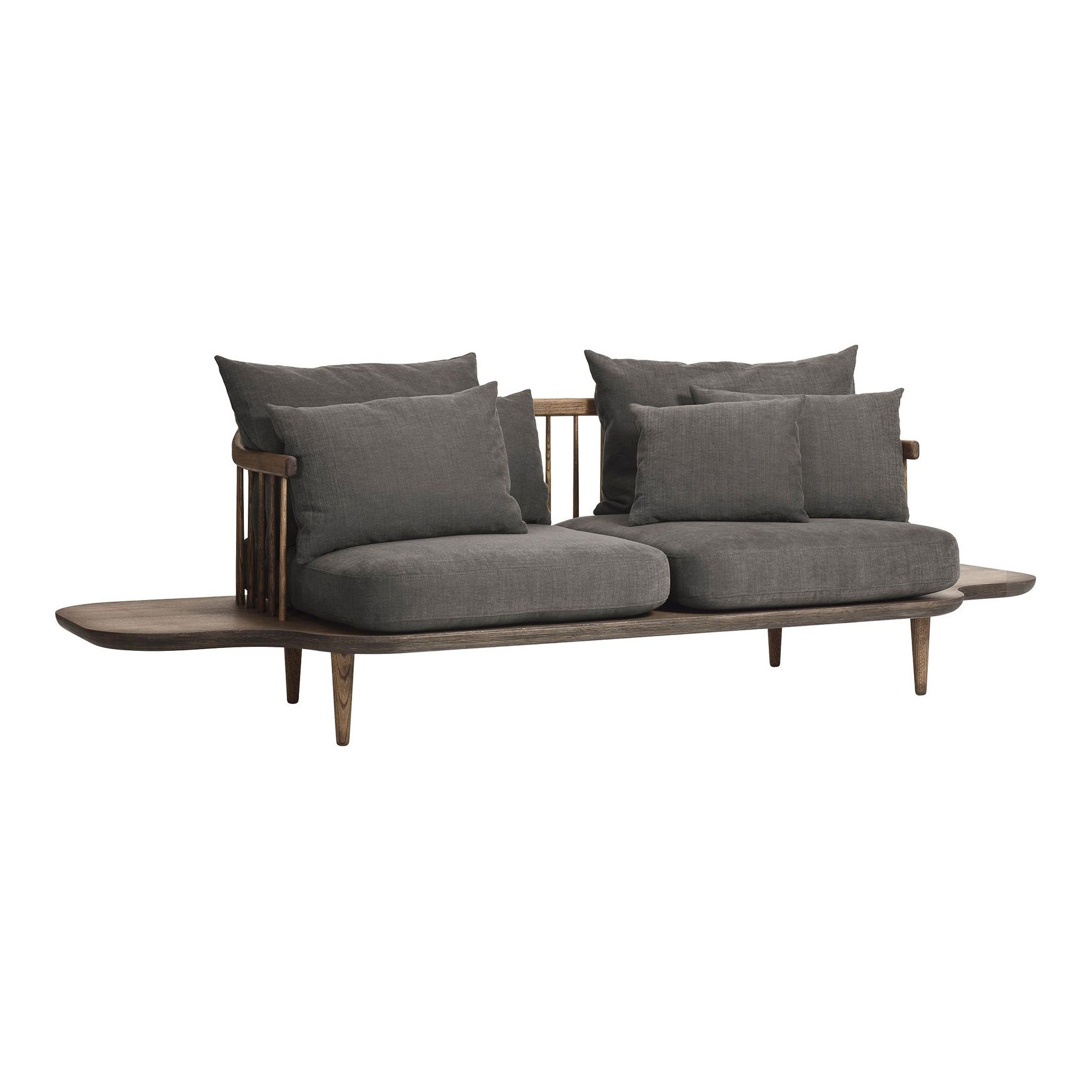 &Tradition - Fly SC3 2-Sitzer Sofa mit Ablage - dunkelgrau/Stoff Hot Madison 093/BxHxT 240x70x80cm/Gestell dunkle Eiche/inklusive Kissen von &Tradition