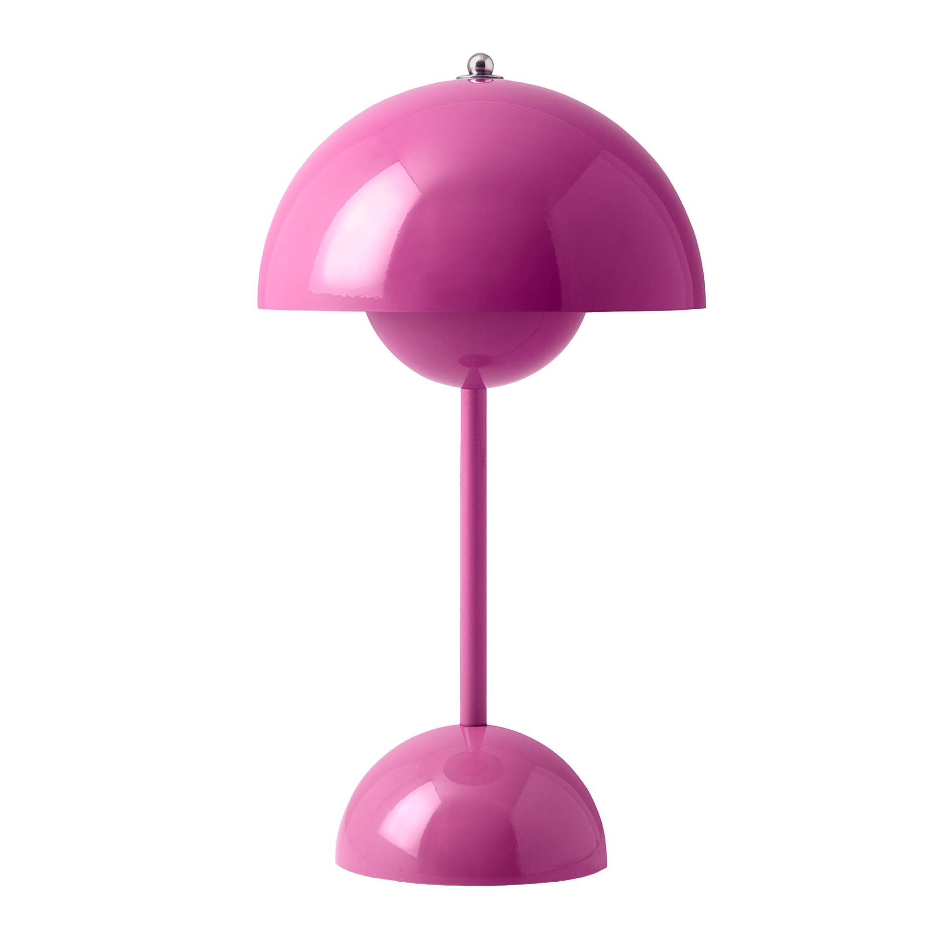 &Tradition - Flowerpot VP9 LED Akku Tischleuchte - tangy pink/glänzend/H x Ø 29,5x16cm/3W/2700K/104lm/CRI>90/Touch-Dimmer/mit magnetischem Ladekabel von &Tradition