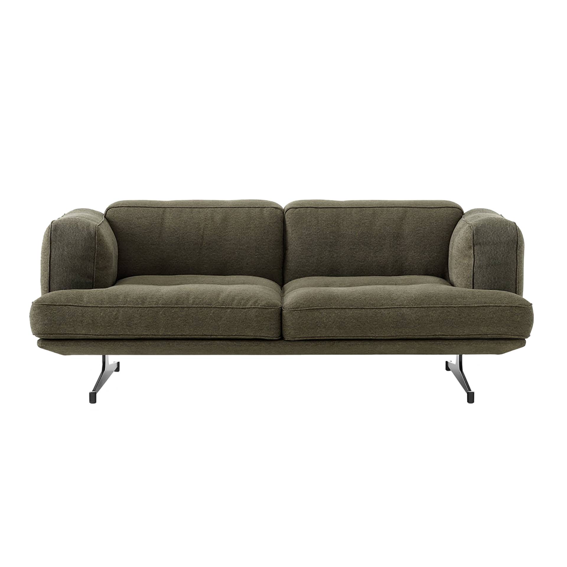 &Tradition - Inland AV22 2-Sitzer Sofa - moosgrün/Stoff Kvadrat Clay 014/BxHxT 179x67,5x95,5cm/Gestell Stahl schwarz pulverbeschichtet von &Tradition