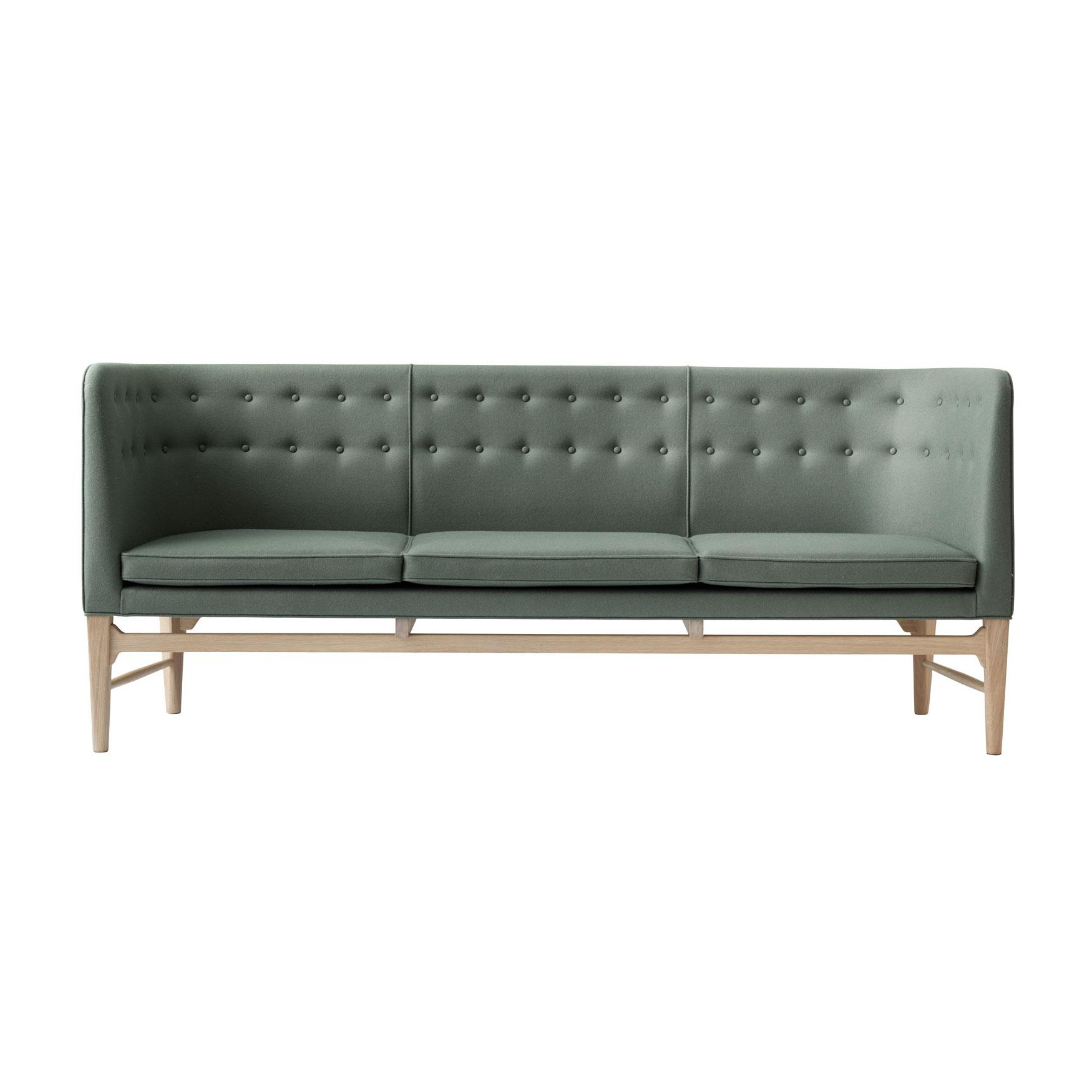 &Tradition - Mayor AJ5 3-Sitzer Sofa Gestell Eiche - grün (944)/Divina 3/BxHxT 200x82x62cm/Gestell geräuchterte Eiche geölt von &Tradition