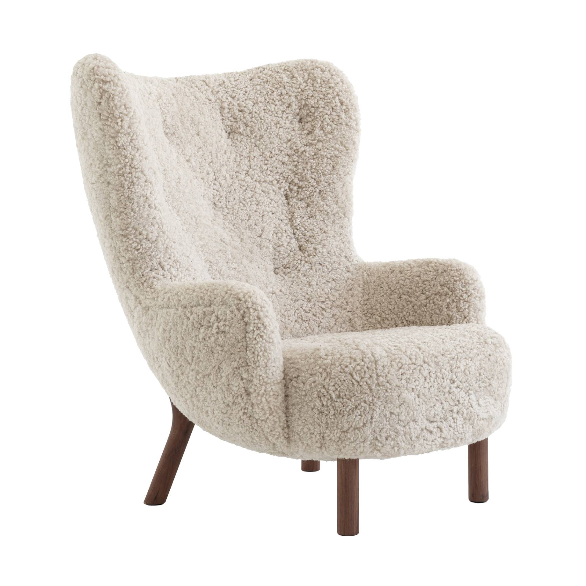 &Tradition - Petra VB3 Lounge Chair Gestell Walnuss - mondschein/Schafsfell/BxHxT 80x99x91cm/Walnuss geölt von &Tradition