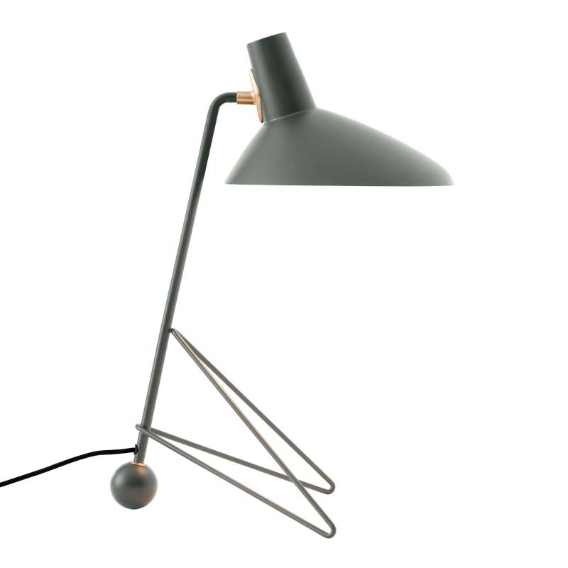 &Tradition - Tripod HM9 Tischleuchte - moos/Schirm Aluminium/BxTxH 26x45x31cm/Stoffkabel schwarz 200cm mit Schalter/Gestell Stahl seidenmatt lackiert von &Tradition