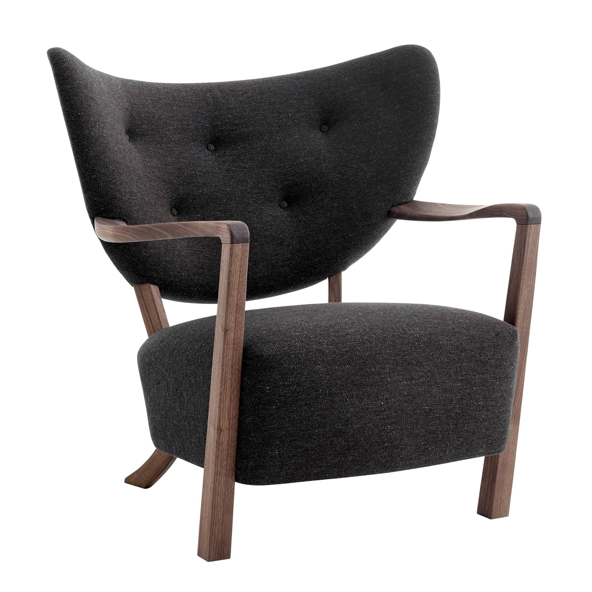 &Tradition - Wulff ATD2 Lounge Chair Gestell Walnuss - schwarz/walnuss/Stoff Hallingdal 65 376/HR-Schaumstoff/BxHxT 85x85x84cm/mit Filzgleitern/Gestel von &Tradition