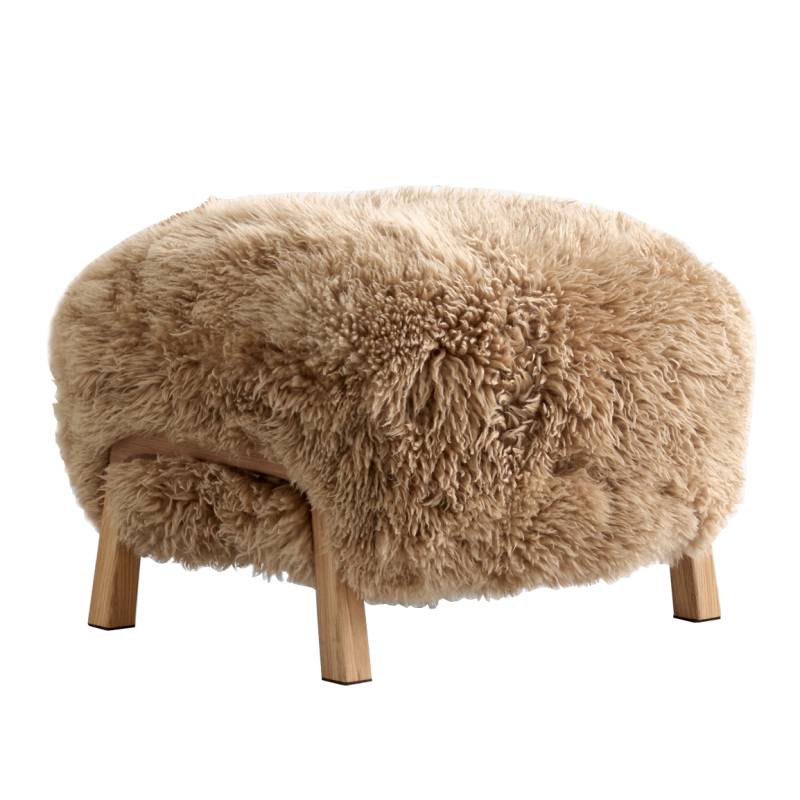 &Tradition - Wulff ATD3 Pouf Gestell Eiche - hellbraun/Schaffell Honey/BxHxT 58x39x53cm/mit Filzgleitern/Gestell Eiche geölt/Schaffell 50mm von &Tradition