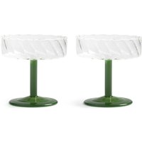 &klevering - Coupe Twirl Champagnerglas, dunkelgrün (2er-Set) von &klevering