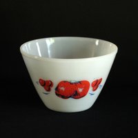 Feuerkönig Äpfel & Kirschen Mischschale - Anker Hocking Spritzwasserfest Schale Made in Usa Retro Küche Große Nistschale von undoneeclectic