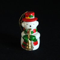 Vintage Schneemann Musiker Weihnachtsschmuck - Horn Kitsch Weihnachtsdekoration Retro Weihnachtsbaumschmuck von undoneeclectic
