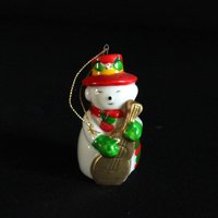 Vintage Schneemann Weihnachtsschmuck - Gitarrist Bassist Kitsch Weihnachtsdekoration Retro Weihnachtsbaumschmuck von undoneeclectic