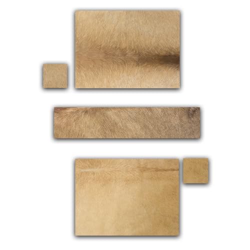 unendlich schoen - 2er Platzset + 2 Glasuntersetzer + Tischläufer, echt Kuhfell abwaschbar, Tischset natürlich rutschfest, Deko Esstisch (Taupe braun ECKIG, Set 2, Gr. 40 x 30 cm) von unendlich schoen