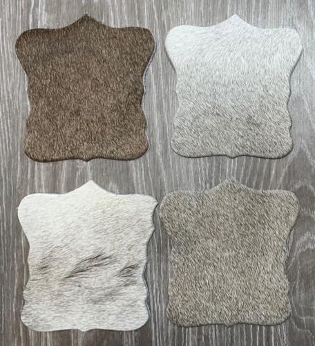 unendlich schoen - 4er Set Echt Kuhfell Untersetzer Deko Glasuntersetzer für den besonderen Anlass (Ø 13cm Minikuhfell, Taupe grau) von unendlich schoen