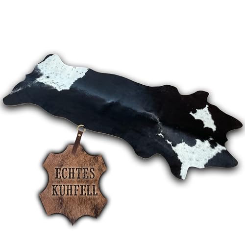 unendlich schoen - Echter Kuhfell Teppich klein, Made in Germany, geruchsneutral, Rinderfell ideal für Wohnzimmer Esszimmer Flur (schwarz weiß, 160x70cm) von unendlich schoen