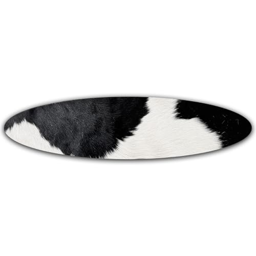 unendlich schoen - Kuhfell Tischläufer Mittelläufer Platzdeckchen, echt Kuhfell abwaschbar, Tischset natürlich rutschfest, Deko Wohnzimmer Esstisch (schwarz Weiss OVAL, Set 3, Gr. 50 x 13 cm) von unendlich schoen