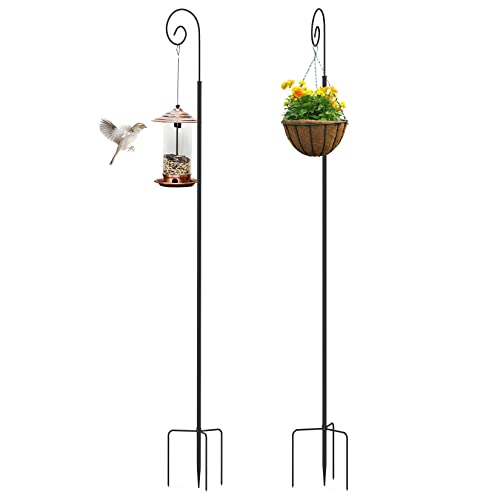 unho 2PCS Schäferhaken Metall, Gartenstecker Gartenstab mit Haken für Solarleuchten, Laternen, Weihnachtsbeleuchtung, Hochzeiten, Pflanzkörbe, Blumenkugel von unho