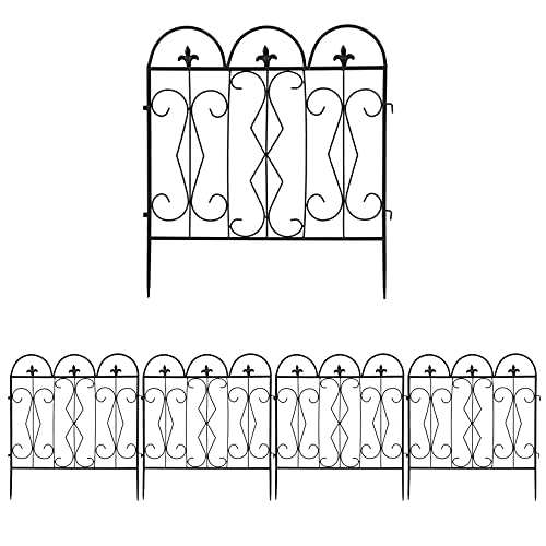 unho 5 Stück Gartenzaun Metall, Teichzaun Set Metallzaun Zaun für den Garten, Gitterzaun Set Oberbogen Zaun Garten, 61x70cm von unho