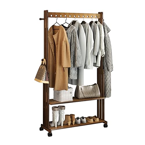 unho Garderobenständer Holz, freistehender Kleiderständer, Garderobe mit Kleiderstange, für Kleidung, Hüte, Taschen, Flur, Eingangsbereich von unho