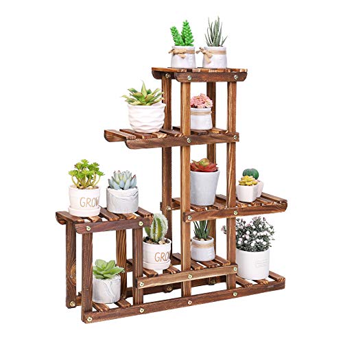 unho Pflanzenregal Holz, Blumentreppe 6 Ablagen, Blumenregal Pflanzentreppe für Wohnzimmer Balkon Garten Indoor Outdoor, 60×11.5×61.5cm von unho