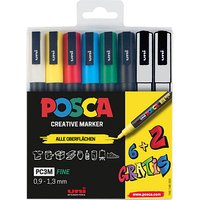 uni-ball POSCA PC-3M Acrylstift farbsortiert 0,9 - 1,3 mm, 8 St. von uni-ball