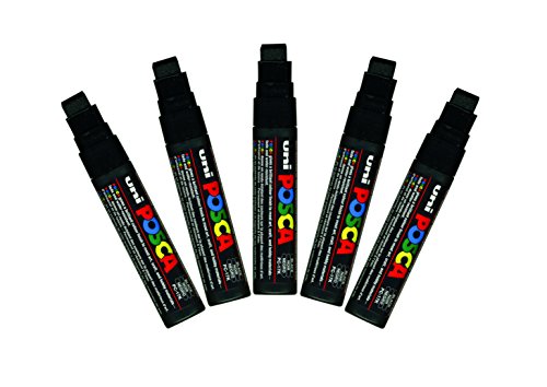 Uni-Ball - Posca Extra Breit Meisel Spitze Marker - Schwarz (Packung Mit 5) von uni-ball