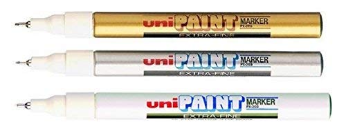 Uni-Ball px-203 Öl basierend Paint Marker extra fine Gold, Silber & Weiß Triple von uni-ball