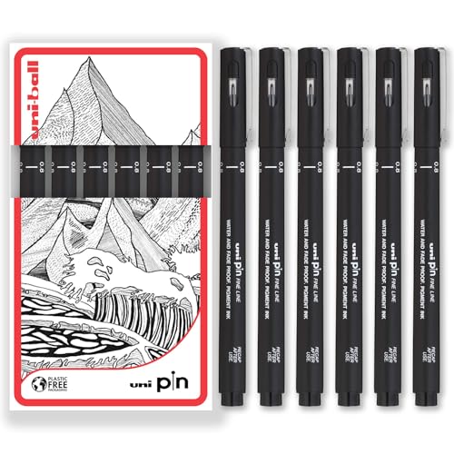 uni-ball PIN Fineliner, schwarze Schreibstifte mit feiner Spitze, wasser- und lichtbeständige Tinte, ideal für Skizzen, Scrapbooking, Konturen, Kunst, technisches Zeichnen, in Geschenkbox (6 Stück, uni-ball PIN Fineliner, schwarze Schreibstifte mit feiner Spitze, wasser- und lichtbeständige Tinte, ideal für Skizzen, Scrapbooking, Konturen, Kunst, technisches Zeichnen, in Geschenkbox (6 Stück, von uni-ball
