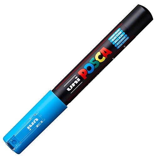 uni-ball 186753 - POSCA Marker mit extra feiner Rundspitze, hellblau von uni-ball