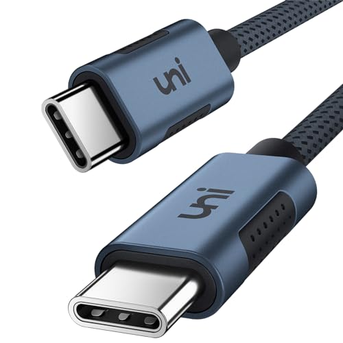 uni USB-C Ladekabel 100W PD, 2m USB C auf USB C Geflochtenes Nylonkabel [5A], für iPhone 15/15 Plus/15 Pro, iPad Pro, Macbook Air/Pro, Surface Go/Pro, Galaxy S9/S8, Mate 20/10, P20 usw.- Blau von uni