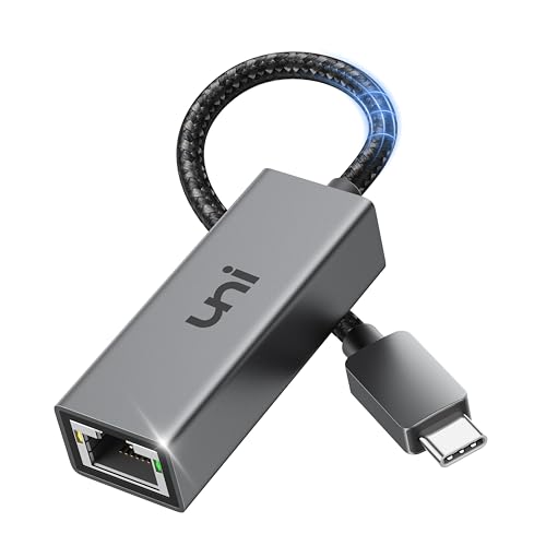 uni USB C Ethernet Adapter, Thunderbolt 3 auf RJ45 LAN Adapter mit Aluminium und Nylon, USB C Netzwerk Adapter 1000 Mbps für Switch, MacBook Pro 2023, iPad Pro/Air, XPS, Surface, Galaxy Tab S23 von uni