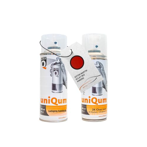 UniQum Autolack + Klarlack 2K Spraydose für ASTON MARTIN ECLAT RED AM6092 Autolack Reparatur 2 x 400 ml von uniQum QUALITY IN NON PAINT