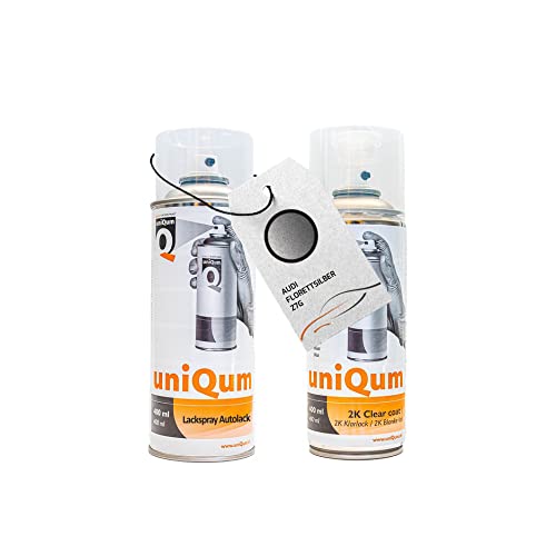 UniQum Autolack + Klarlack 2K Spraydose für AUDI FLORETTSILBER Z7G Autolack Reparatur 2 x 400 ml von uniQum QUALITY IN NON PAINT