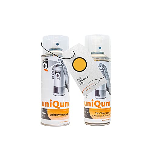 UniQum Autolack + Klarlack 2K Spraydose für AUDI IMOLAGELB LY1C Autolack Reparatur 2 x 400 ml von uniQum QUALITY IN NON PAINT