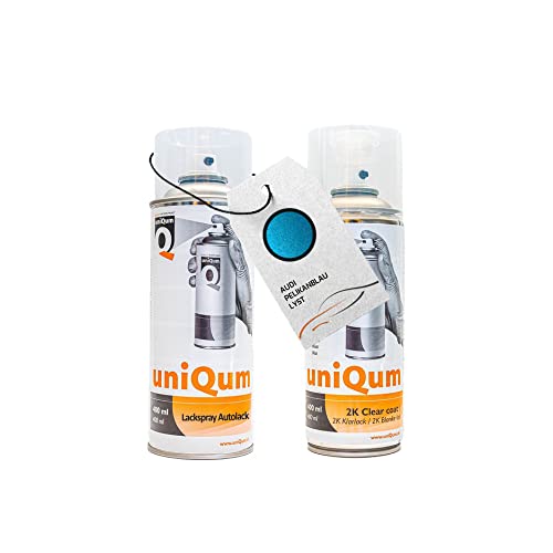 UniQum Autolack + Klarlack 2K Spraydose für AUDI PELIKANBLAU LY5T Autolack Reparatur 2 x 400 ml von uniQum QUALITY IN NON PAINT