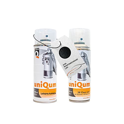 UniQum Autolack + Klarlack 2K Spraydose für AUDI PHANTOMSCHWARZ LZ9Y Autolack Reparatur 2 x 400 ml von uniQum QUALITY IN NON PAINT