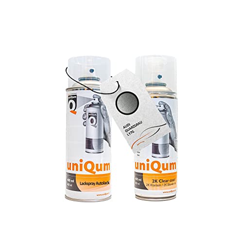 UniQum Autolack + Klarlack 2K Spraydose für AUDI QUARZGRAU LY7G Autolack Reparatur 2 x 400 ml von uniQum QUALITY IN NON PAINT