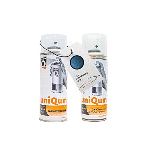 UniQum Autolack + Klarlack 2K Spraydose für AUDI STRATOSBLAU LZ5B Autolack Reparatur 2 x 400 ml von uniQum QUALITY IN NON PAINT