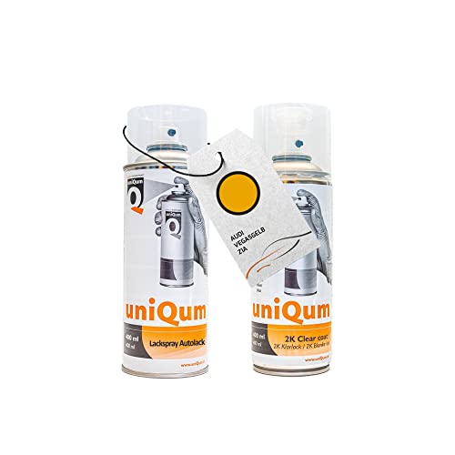 UniQum Autolack + Klarlack 2K Spraydose für AUDI VEGASGELB Z1A Autolack Reparatur 2 x 400 ml von uniQum QUALITY IN NON PAINT
