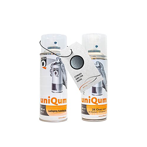 UniQum Autolack + Klarlack 2K Spraydose für CITROEN GRIS FER EZWD Autolack Reparatur 2 x 400 ml von uniQum QUALITY IN NON PAINT