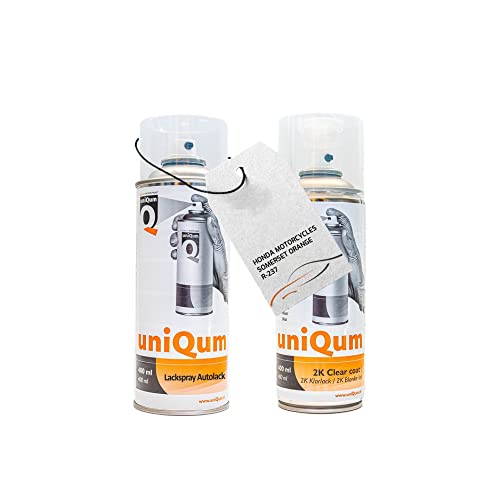 UniQum Autolack + Klarlack 2K Spraydose für HONDA MOTORCYCLES SOMERSET ORANGE R-237 Autolack Reparatur 2 x 400 ml von uniQum QUALITY IN NON PAINT